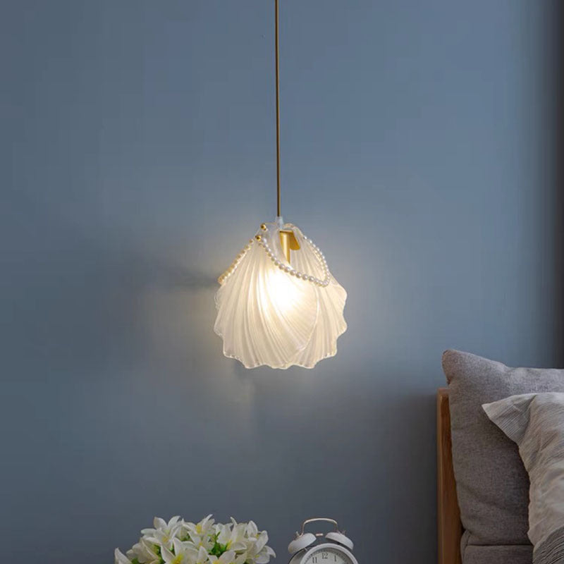 Modern Pendelleuchte Perlenmuschel Schlafzimmer, Weiß, Acryl Metall