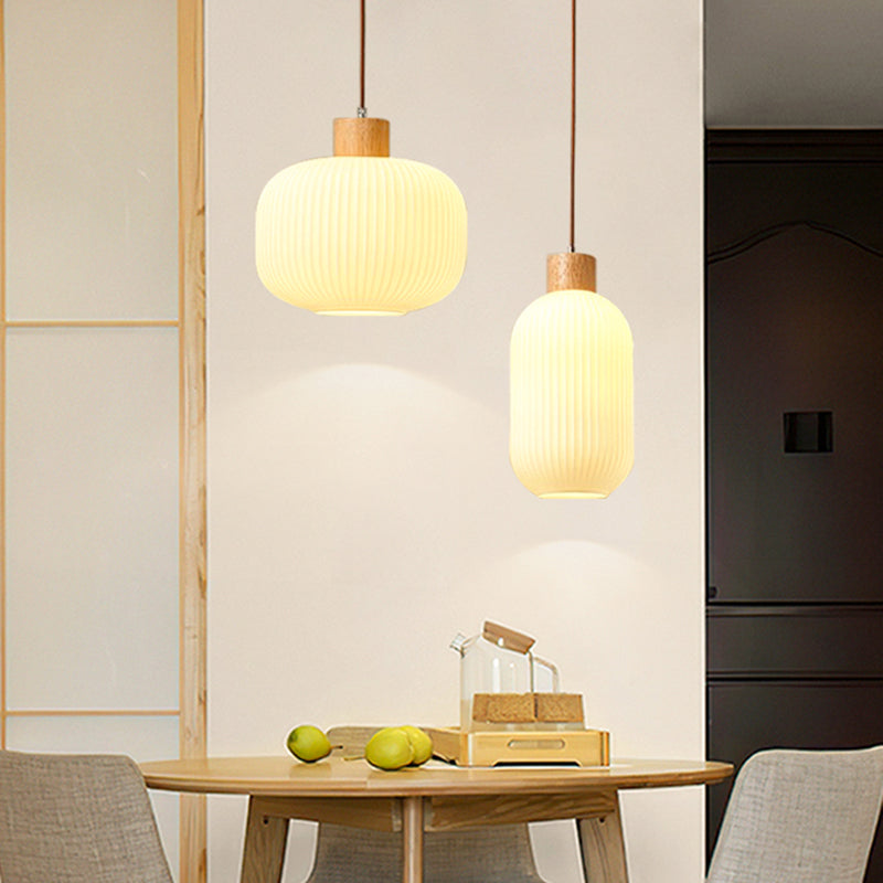 Muto Modern LED Pendelleuchte Weiß 2 Stile Ess/Wohnzimmer Holz/Glas