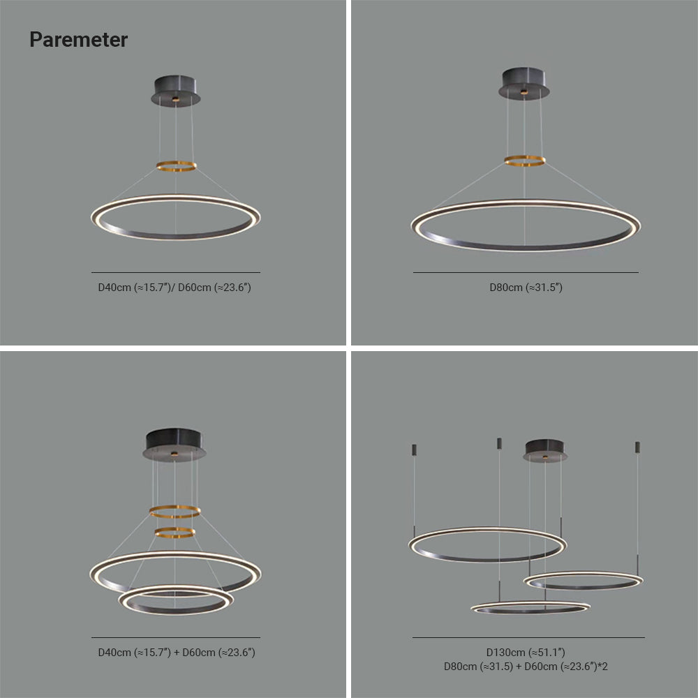 Arisha Modern LED Pendelleuchte Ring Wohnzimmer Schlafzimmer, Metall Acryl