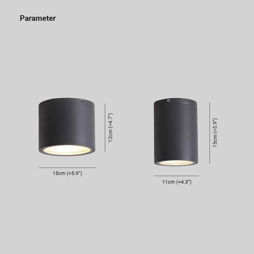 Ray Modern LED Außenleuchte Zylindrisch Schwarz Flur/Garten/Balkon Metall&Glas ∅11/15CM