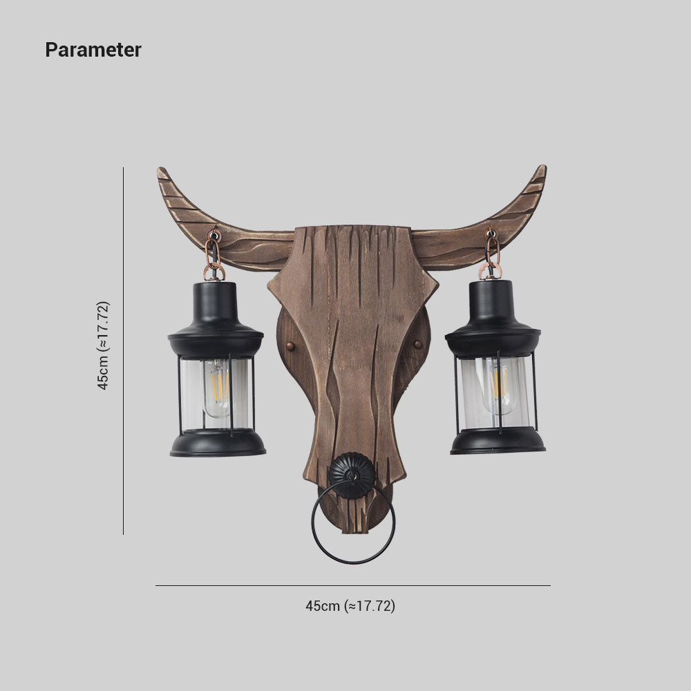 Epoch Vintage LED Wandleuchte Innen Bull Zweiflamming Schlaf/Wohnzimmer Metall