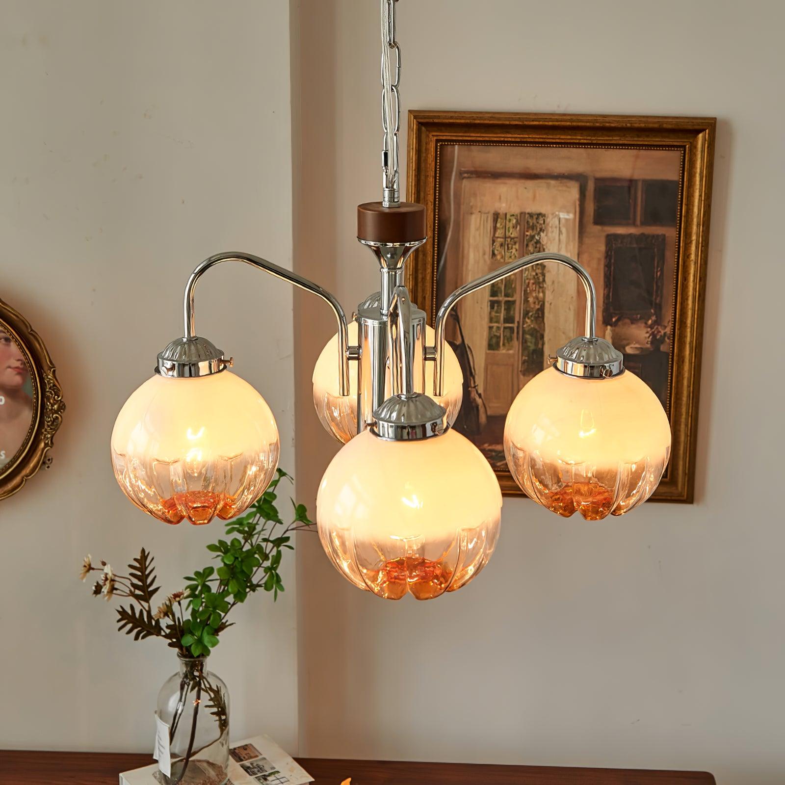 Ulliria Kronleuchter aus Walnussglas mit Nordischer Kunstblume-Letslighting