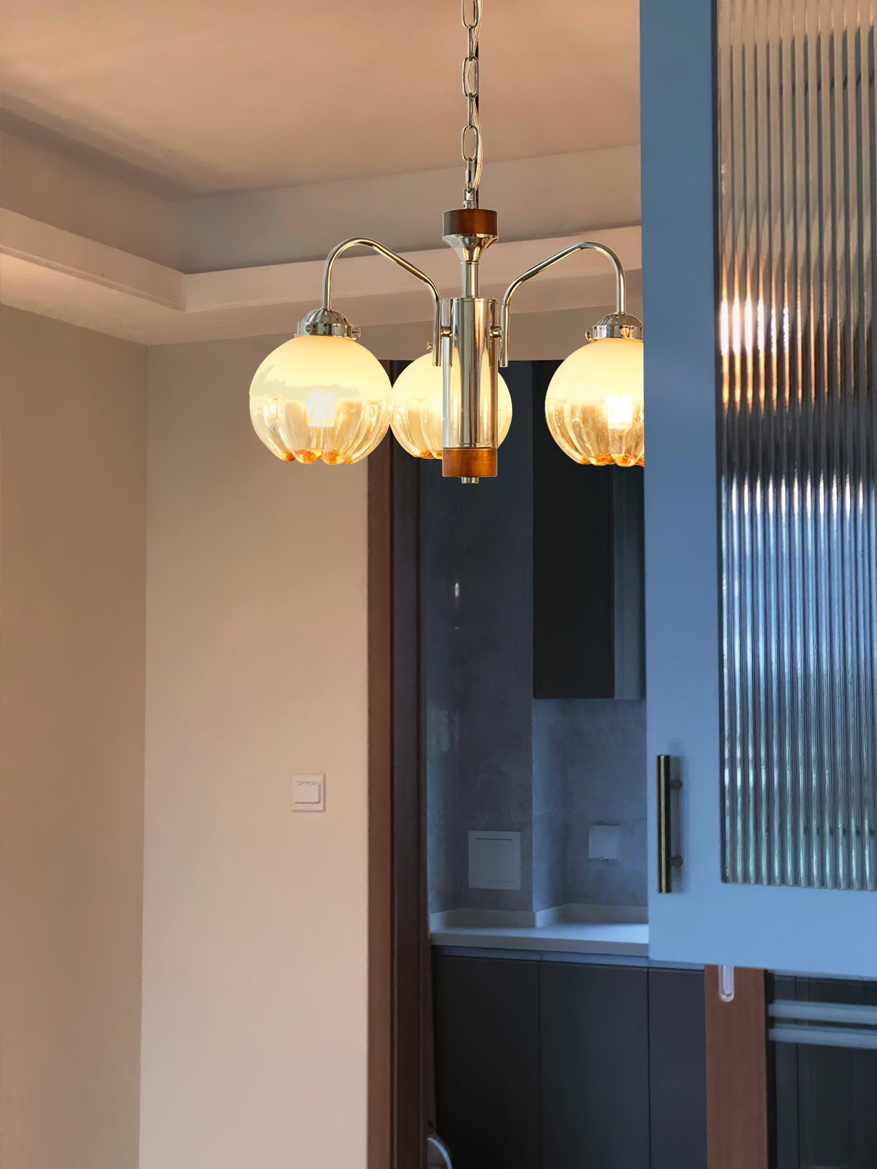 Ulliria Kronleuchter aus Walnussglas mit Nordischer Kunstblume-Letslighting