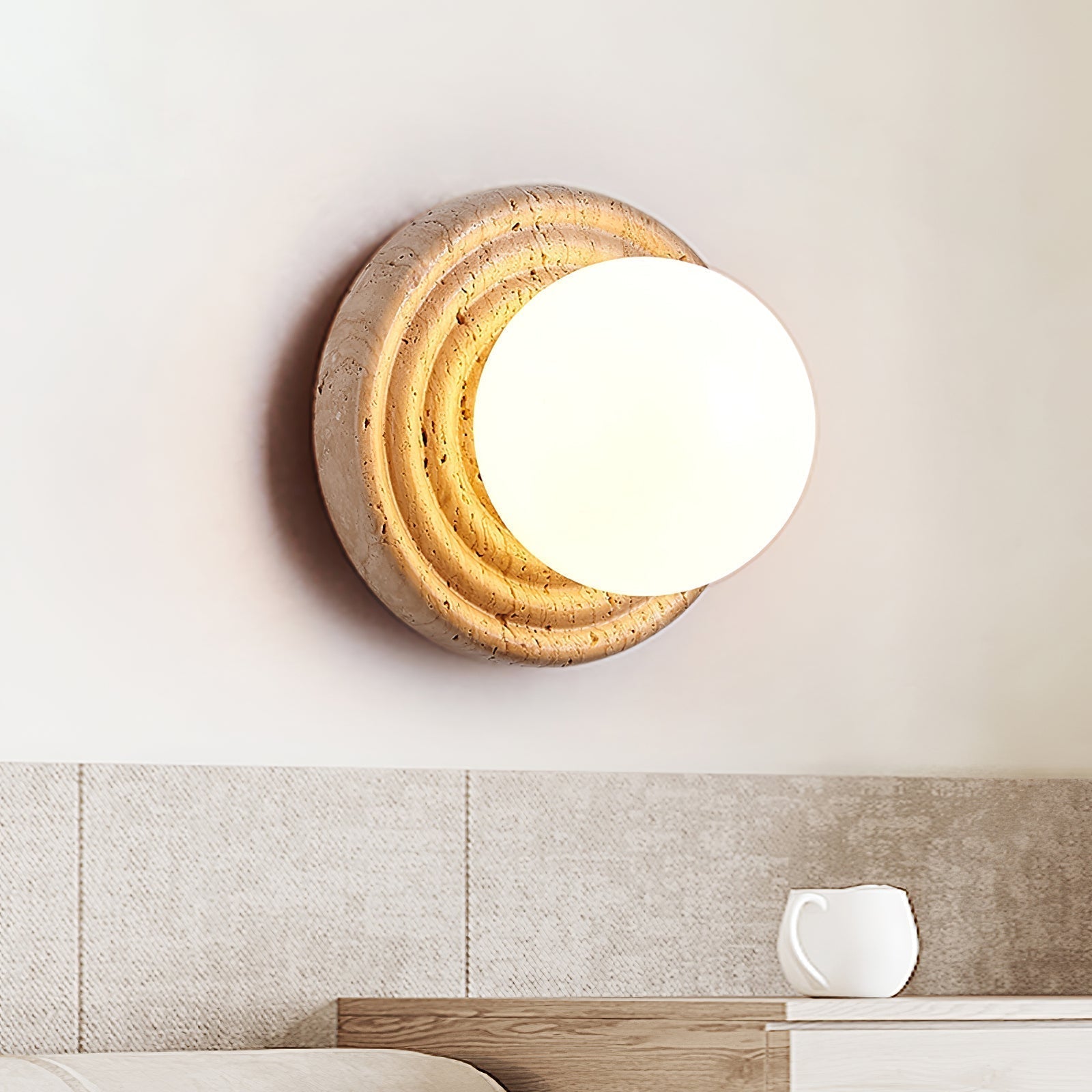 Echo Travertine Globe Wall Lamp - Letslighting
