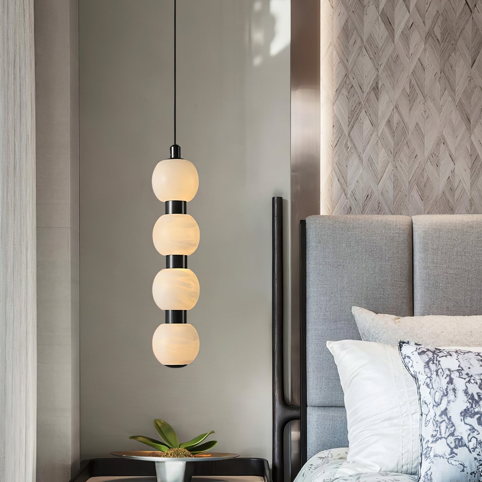 Lyra Modern Alabaster Pendant Light Staircase - Neutralighting