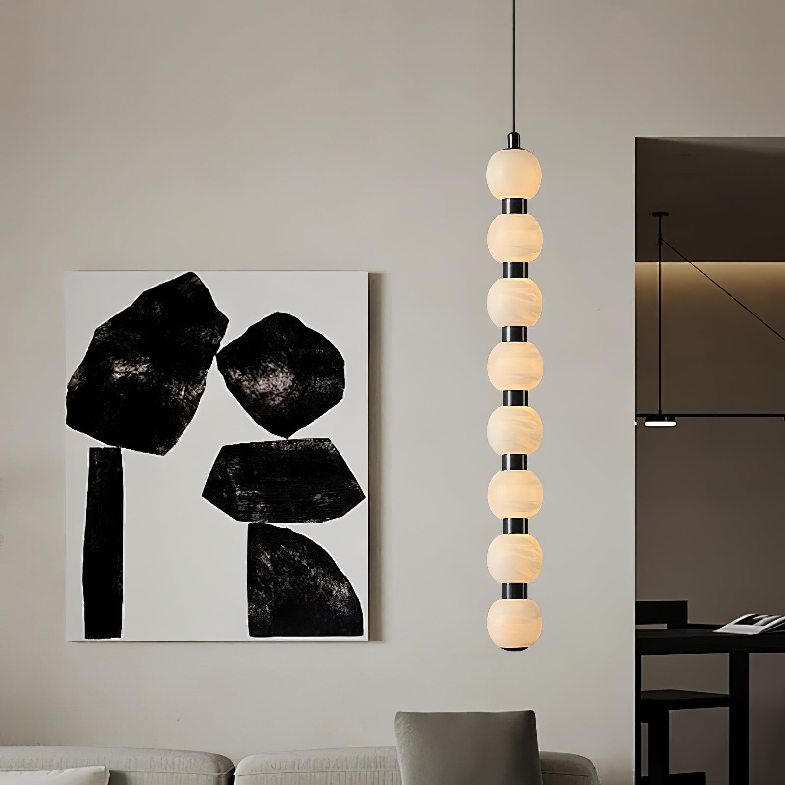 Lyra Modern Alabaster Pendant Light Staircase - Neutralighting