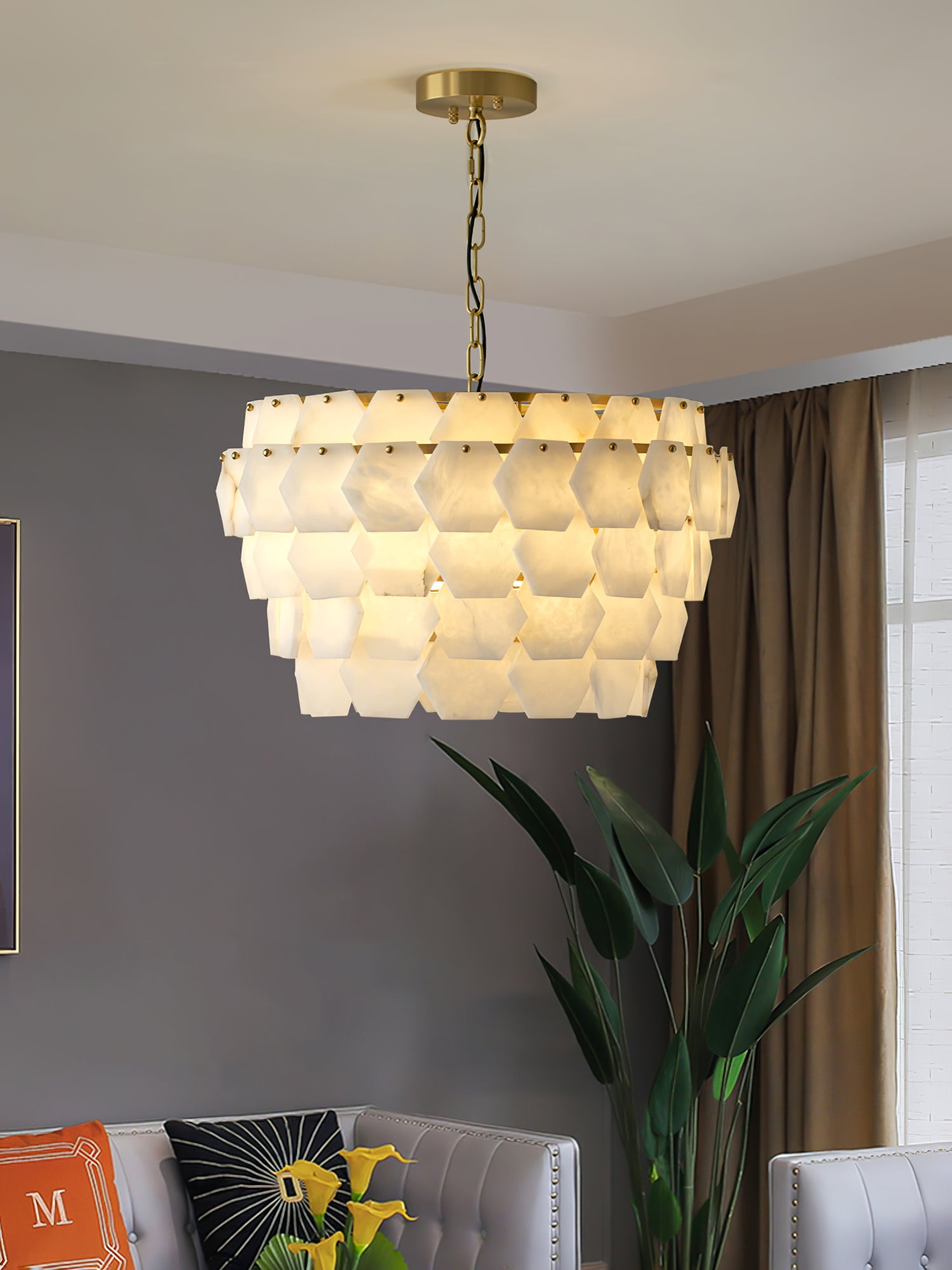 Evenaris Honeycomb Alabaster Chandelier - Neutralighting