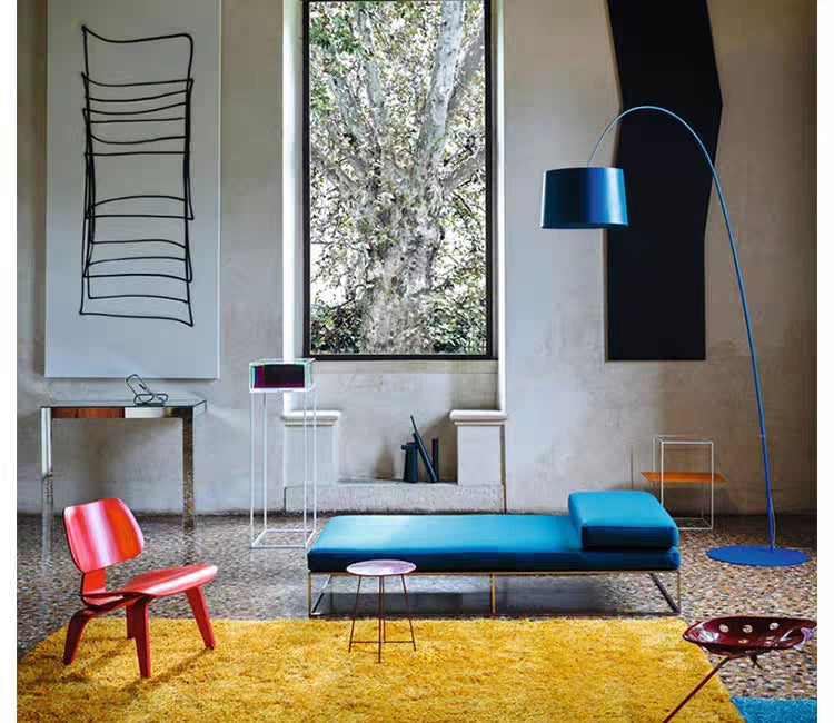 Arisha Cool Modern Stehleuchte Metallbogen, Schwarz/Weiß/Rot/Blau, Schlafzimmer, Metall
