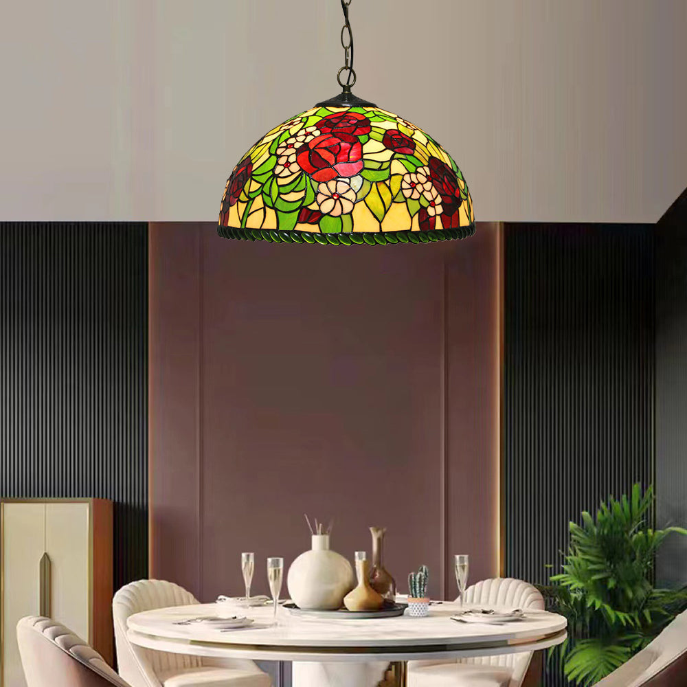 Arisha Vintage farbig Schmetterling Rosa Pendelleuchte Glas Flur