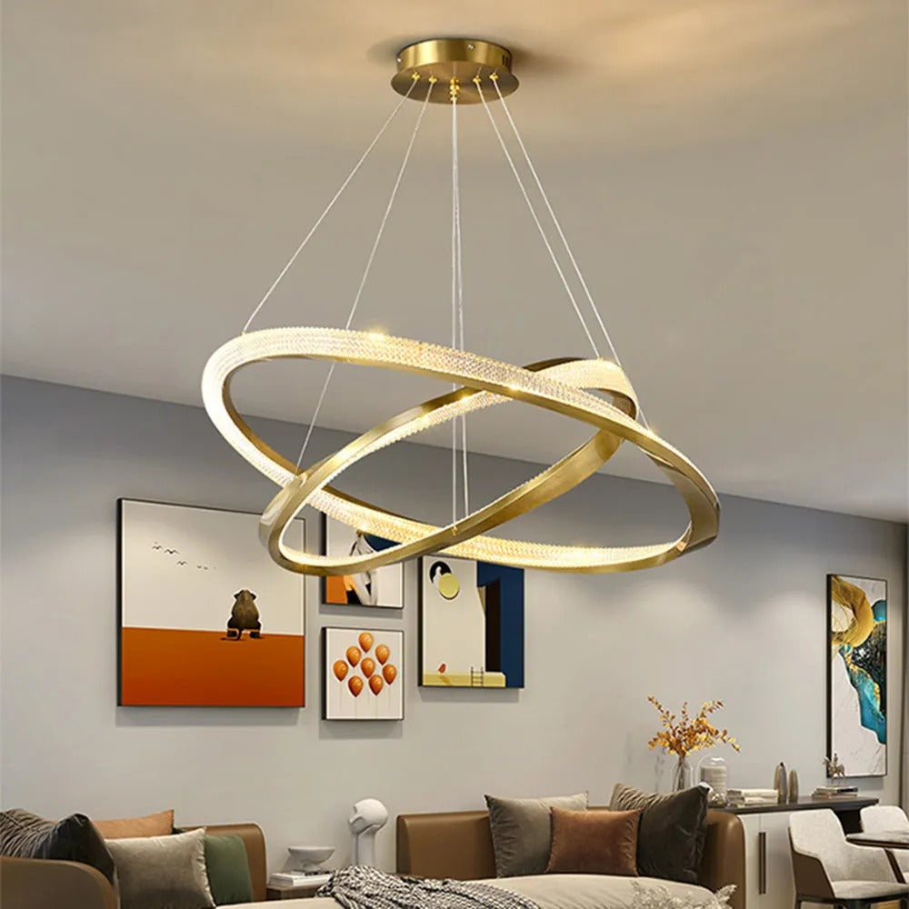 Arisha Modern LED Pendelleuchte Gold Ess/Wohn/Schlafzimmer Metall&Acryl Dimmbar