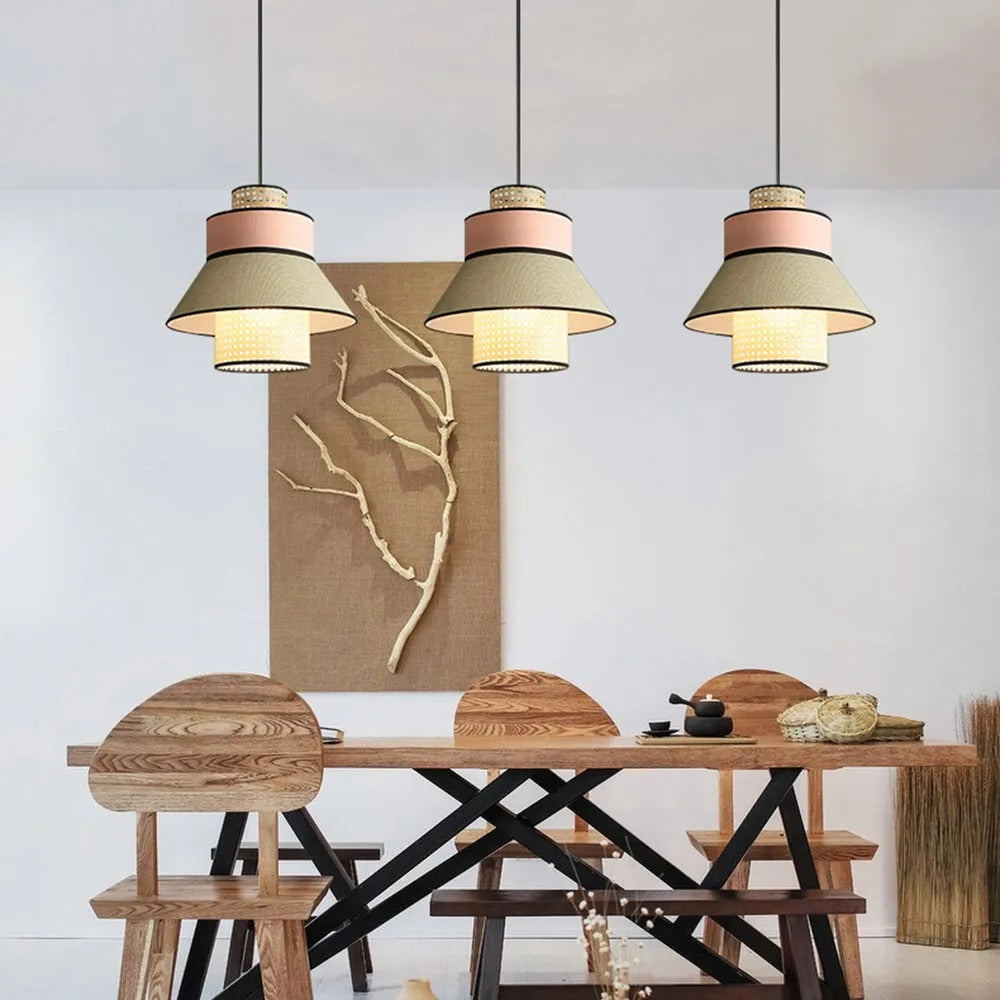 Ritta Rattan Pendelleuchte, 2 Stil Bauernhaus