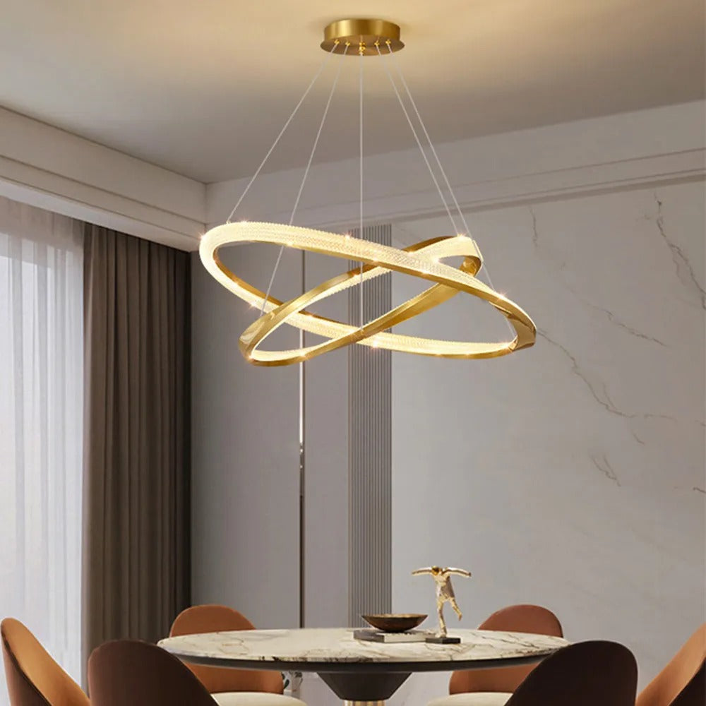 Arisha Modern LED Pendelleuchte Gold Ess/Wohn/Schlafzimmer Metall&Acryl Dimmbar