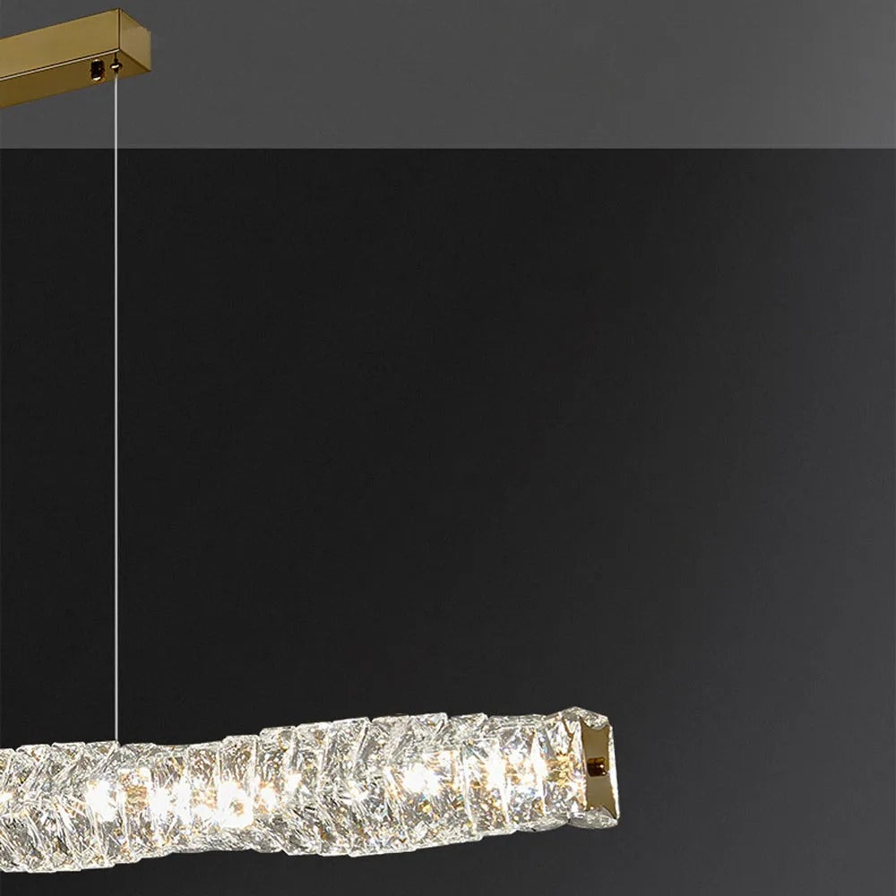 Kristy Vintage Linear LED Pendelleuchte Gold/Silber Esstisch/Schlaf/Wohnzimmer 100-120-150cm Metall Kristall