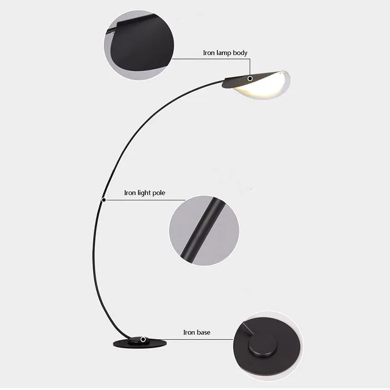 Arisha Modern Linear Schale LED Stehlampe Schwarz Esstisch/Schlaf/Wohnzimmer Metall