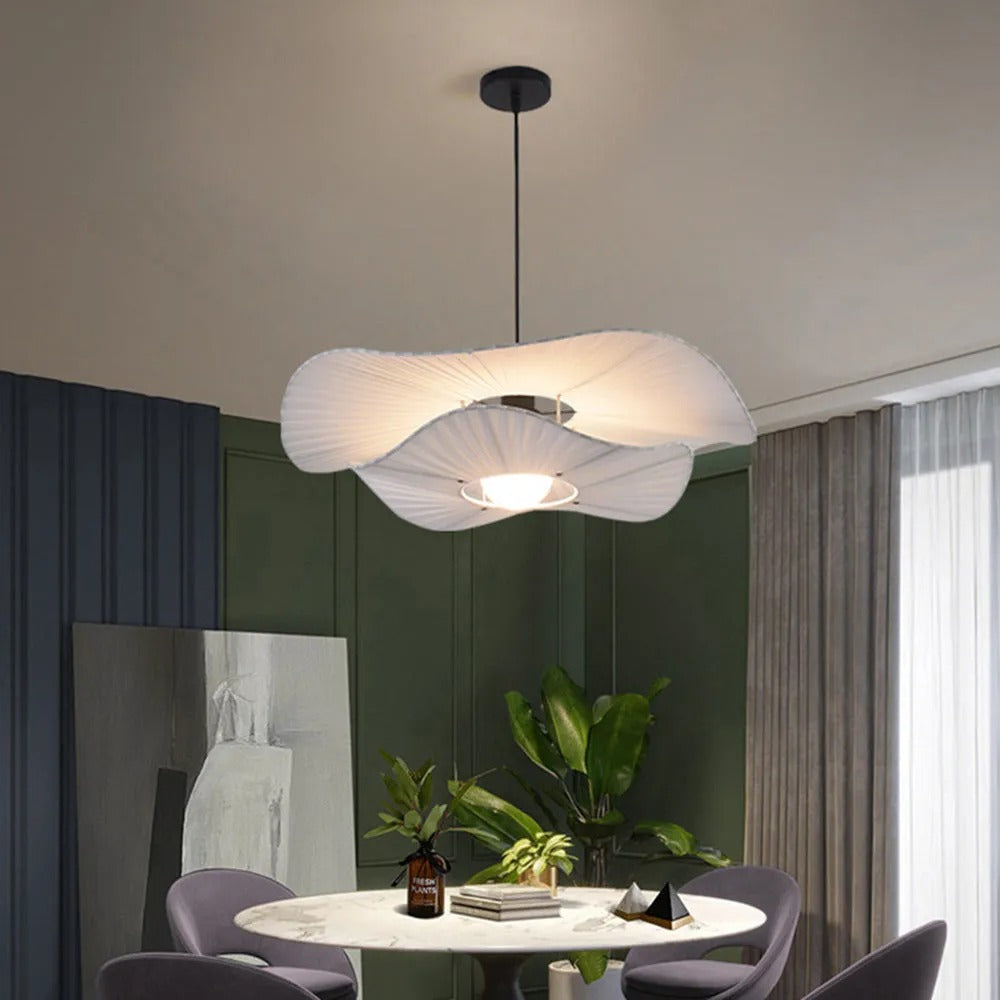 Ritta Moderne LED Pendelleuchte Esszimmer/Schlafzimmer Weiß Stoff
