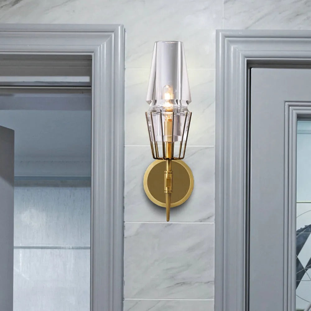 Arisha Vintage Laterne LED Wandleuchte Gold Wohn/Esszimmer Innen Metall&Glas