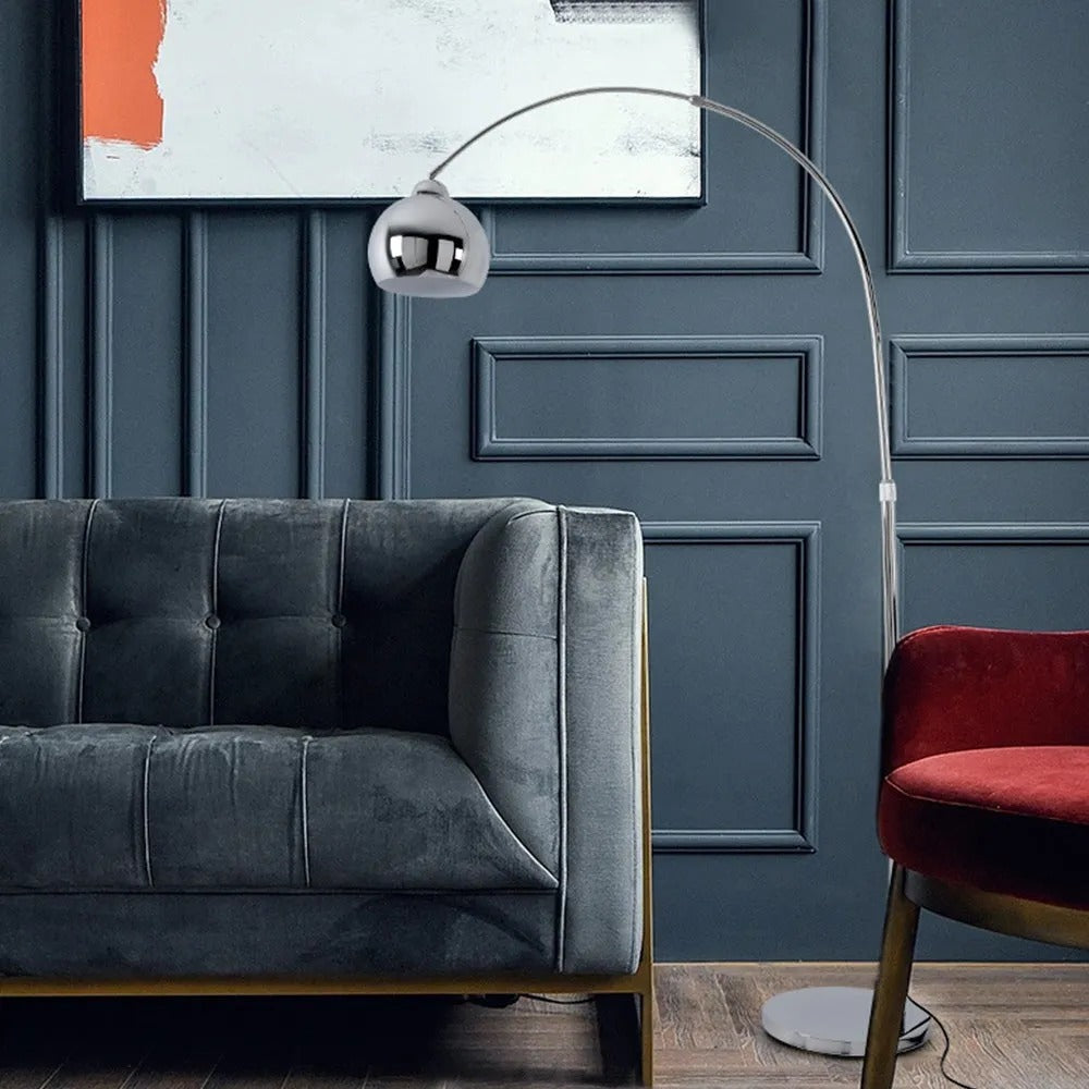 Mira Angelrute Design LED Stehlampe Silber Wohn/Essen/Schlafzimmer Metall