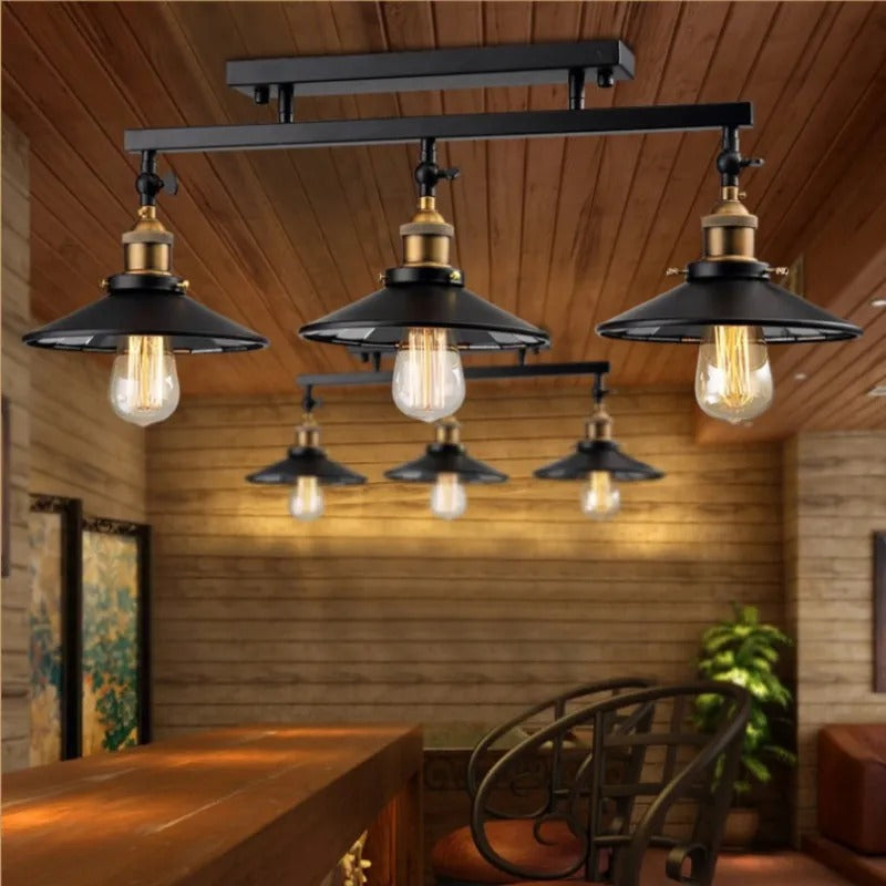 Kristy Vintage LED Deckenleuchte Schwarz Wohn/Schlaf/Esszimmer Metall 90CM Lang-Letslighting