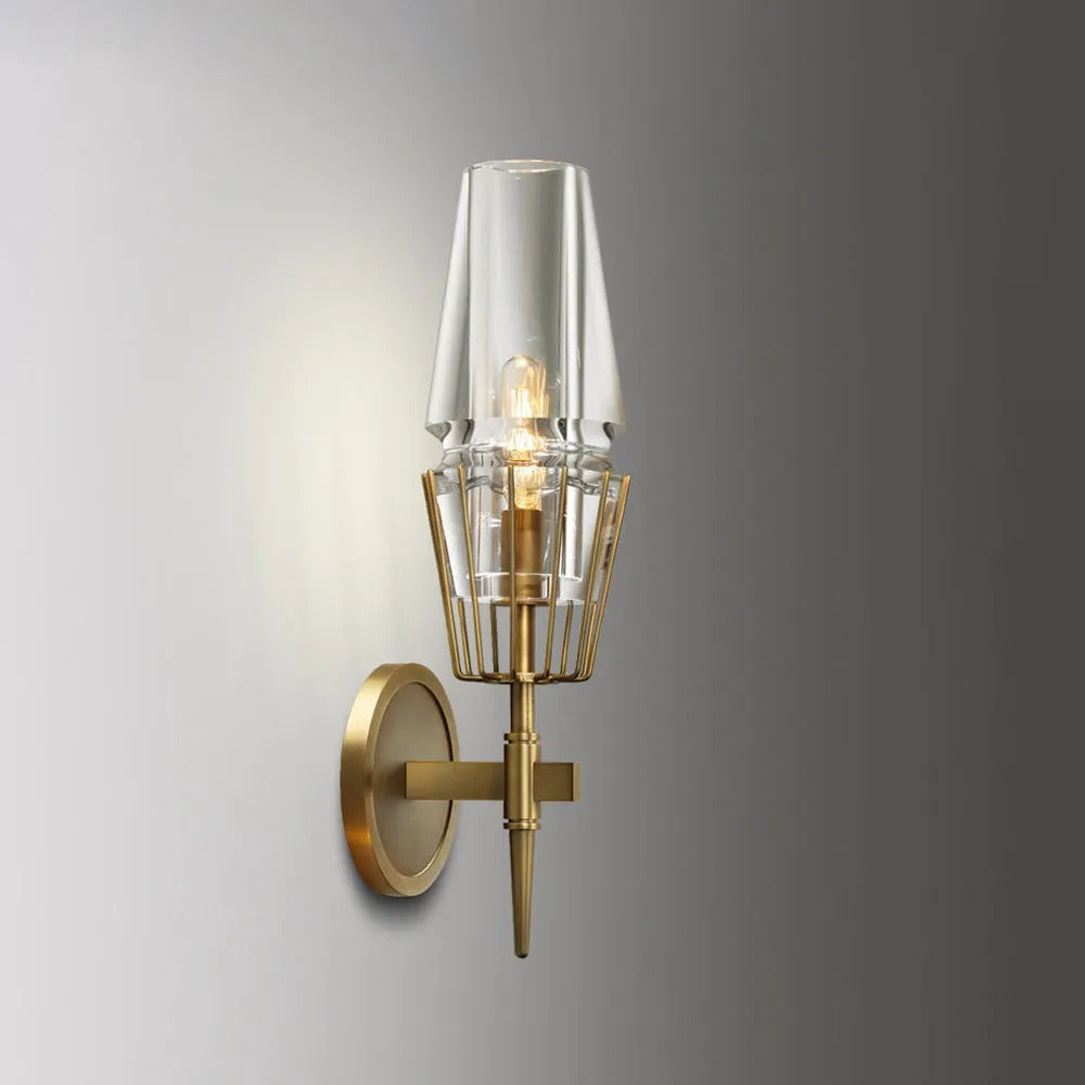 Arisha Vintage Laterne LED Wandleuchte Gold Wohn/Esszimmer Innen Metall&Glas