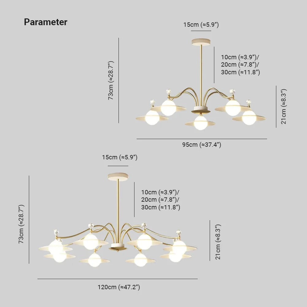 Arisha Designer Gold Kronleuchter, 6/8 Flammig, Wohnzimmer/Schlafzimmer