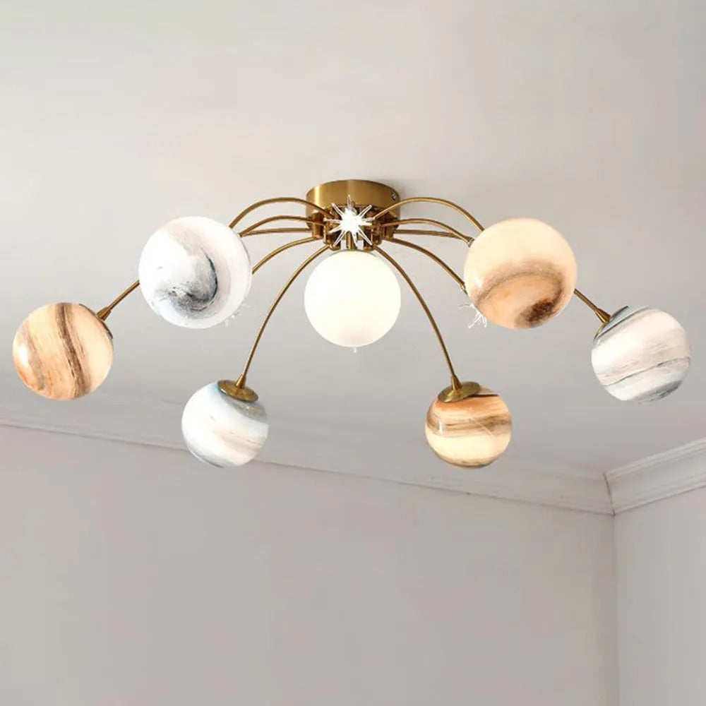 Aria Modern LED Deckenleuchte Wohn/Schlafzimmer Flur Metall&Glas 3 Farbwechsel Durch Schalter Gesteuert