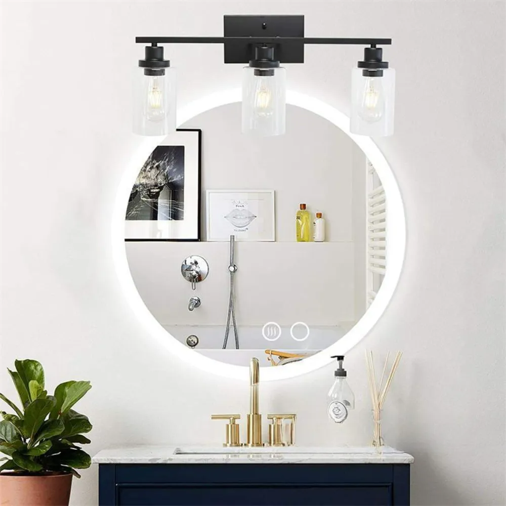 Silva Industrial Metall/Glas Wandleuchte, Schwarz, Badezimmer, Waschtisch