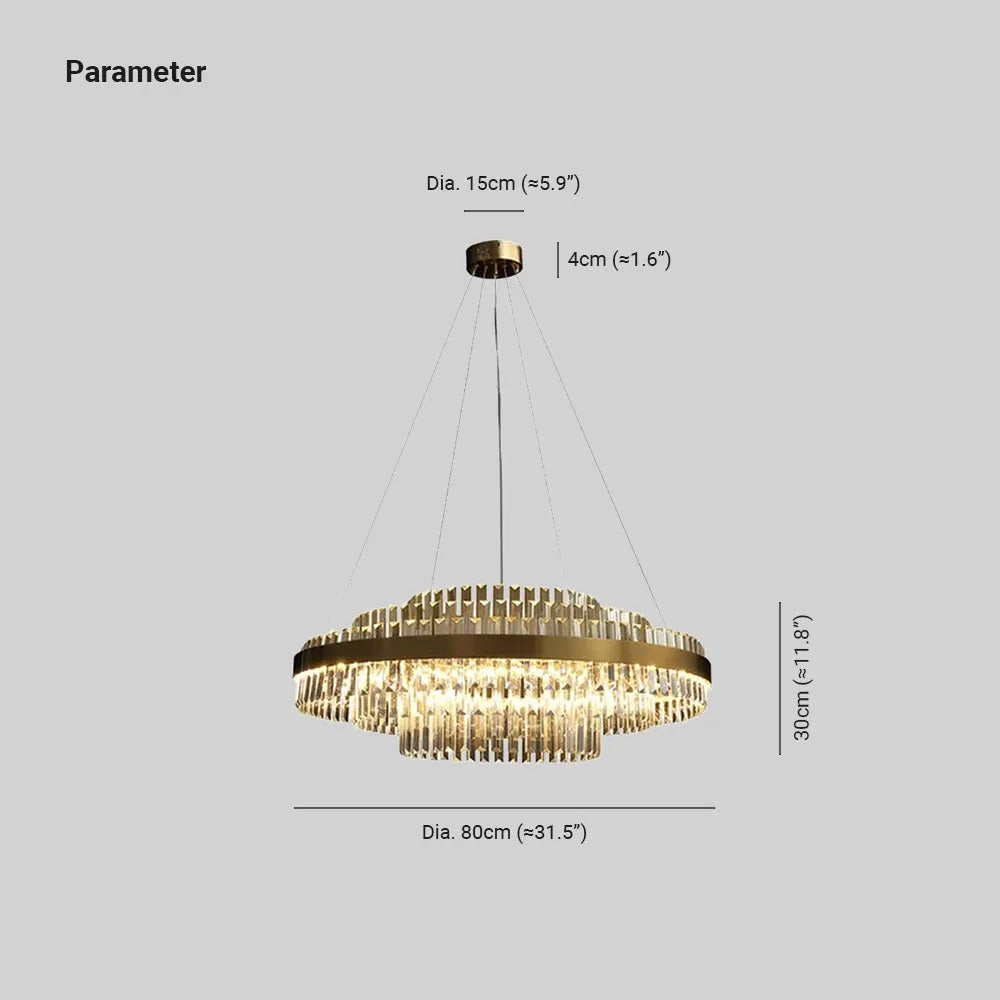 Kristy Modern LED Kronleuchter Messing Kristall Wohnzimmer