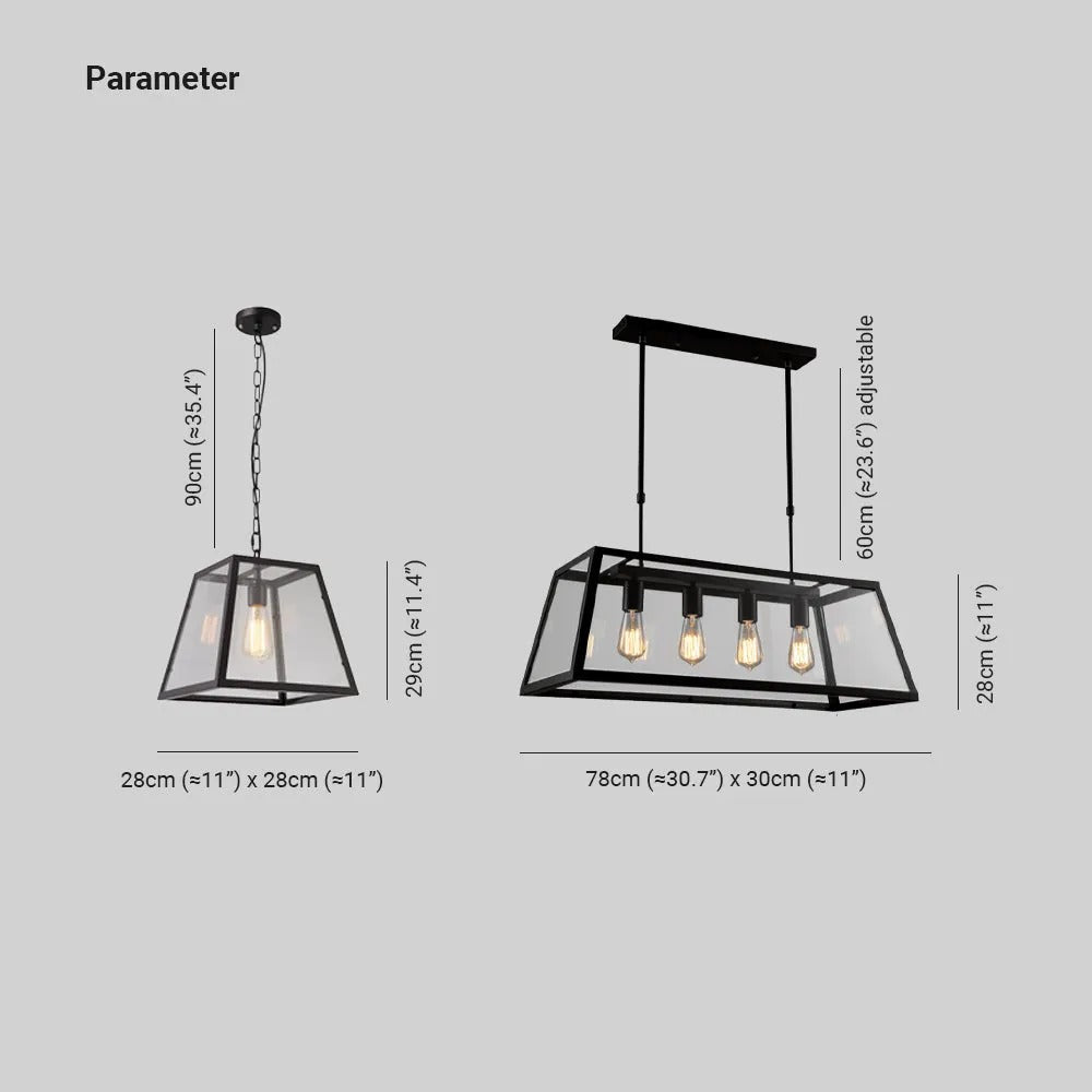 Epoch Industrial LED Modern Pendelleuchte Schwarz/Glas/Metall für Küche/Schlafzimmer/Wohnzimmer