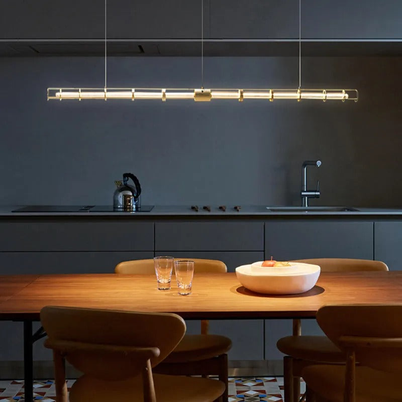 Arisha LED Linear Pendelleuchte Gold Esstisch/Wohn/Schlafzimmer Metall&Glas