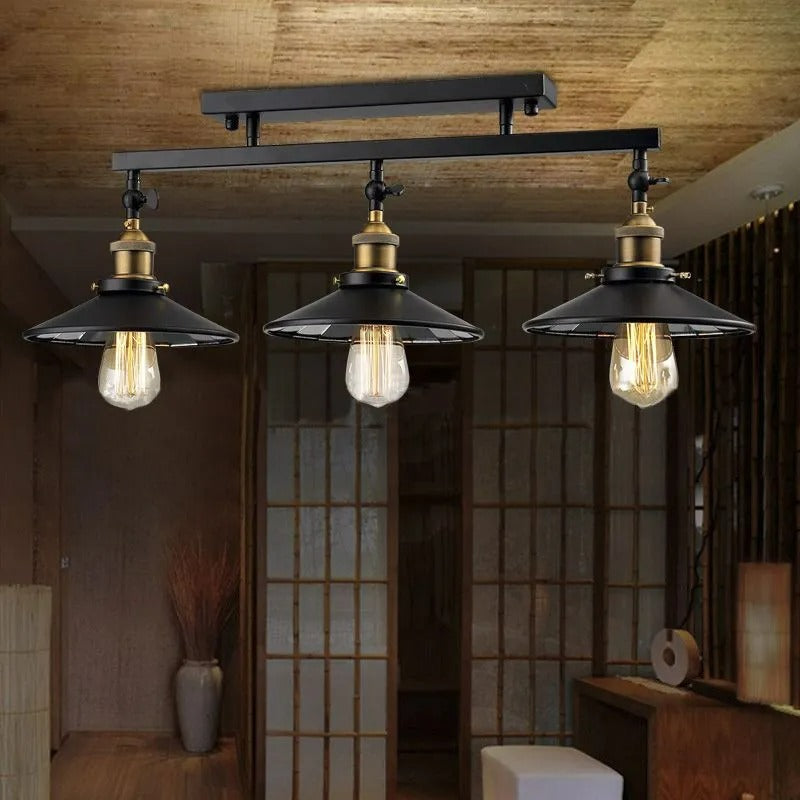 Kristy Vintage LED Deckenleuchte Schwarz Wohn/Schlaf/Esszimmer Metall 90CM Lang-Letslighting