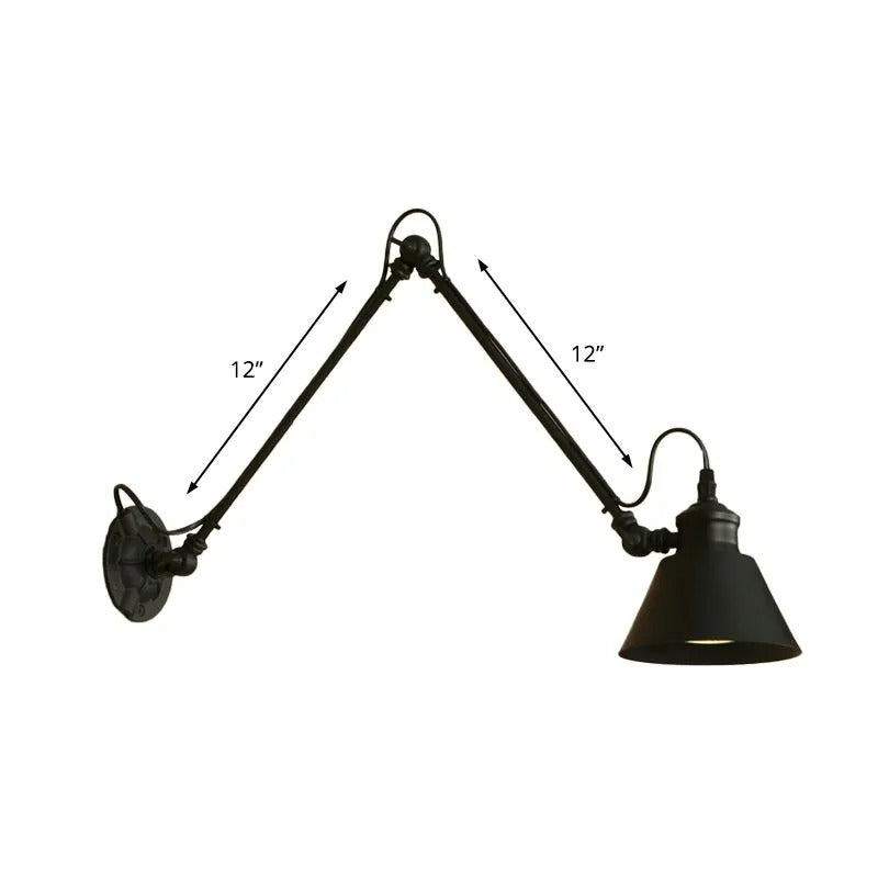 Silva Modern Konische Wandleuchte Schwarz, Wohnzimmer, Metall