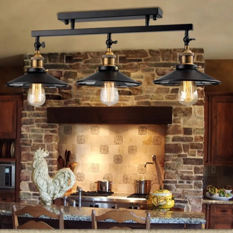 Kristy Vintage LED Deckenleuchte Schwarz Wohn/Schlaf/Esszimmer Metall 90CM Lang-Letslighting