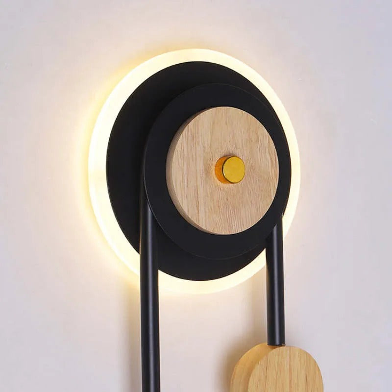 Arisha Modern Wandleuchter Rund Schlafzimmer, Holz Acryl