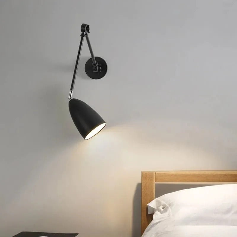 Silva Verstellbare Wandleuchte, Gewölbt, Schwarz/Weiß/Nickel, Wohnzimmer