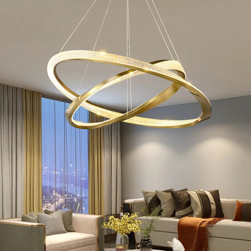 Arisha Modern LED Pendelleuchte Gold Ess/Wohn/Schlafzimmer Metall&Acryl Dimmbar