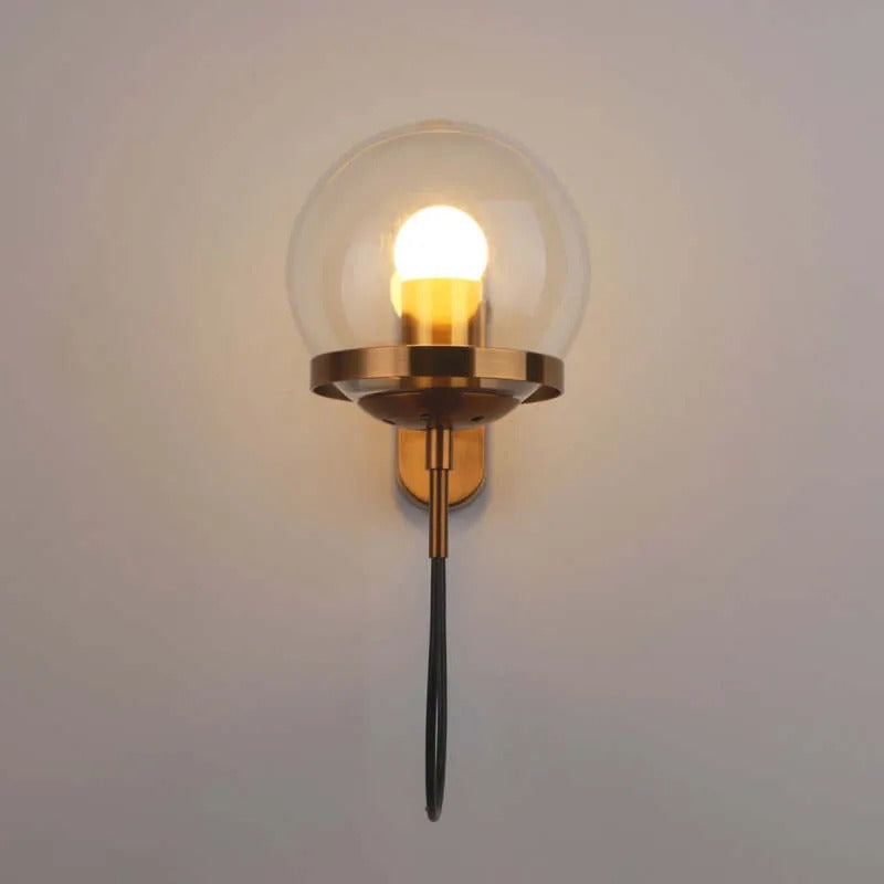 Silva Rustikale Retro Glasglobus Wandleuchte, Schwarz/Bronze