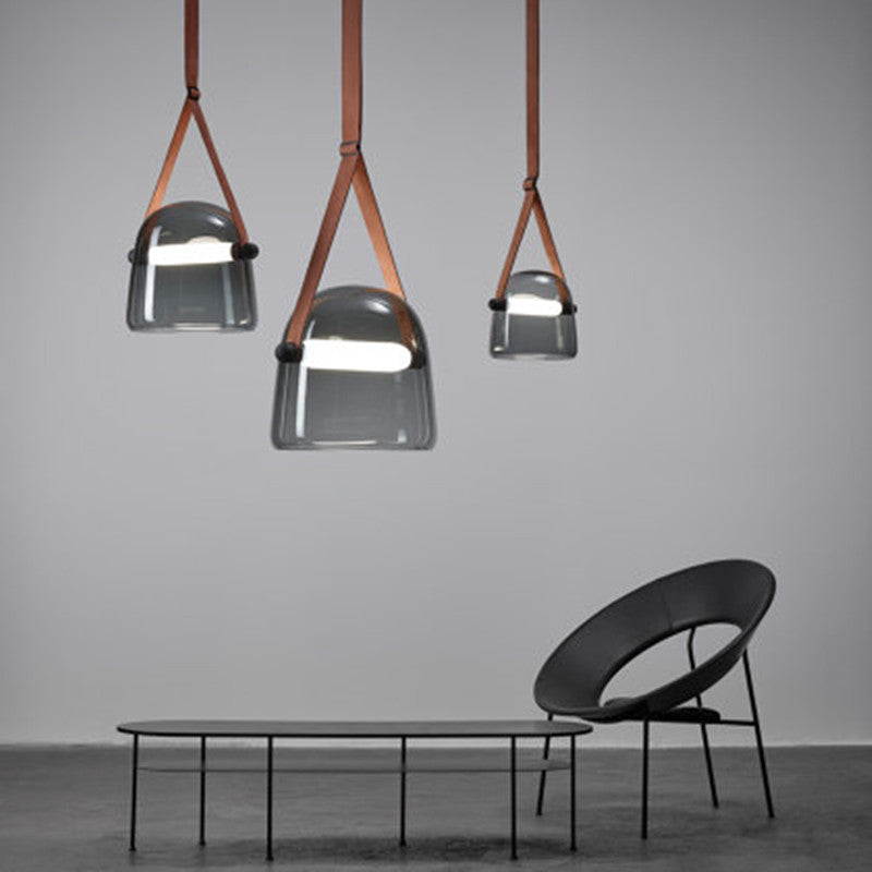 Ray Modern LED Pendelleuchte Kuppel Esstisch, Grau/Weiß, Glas