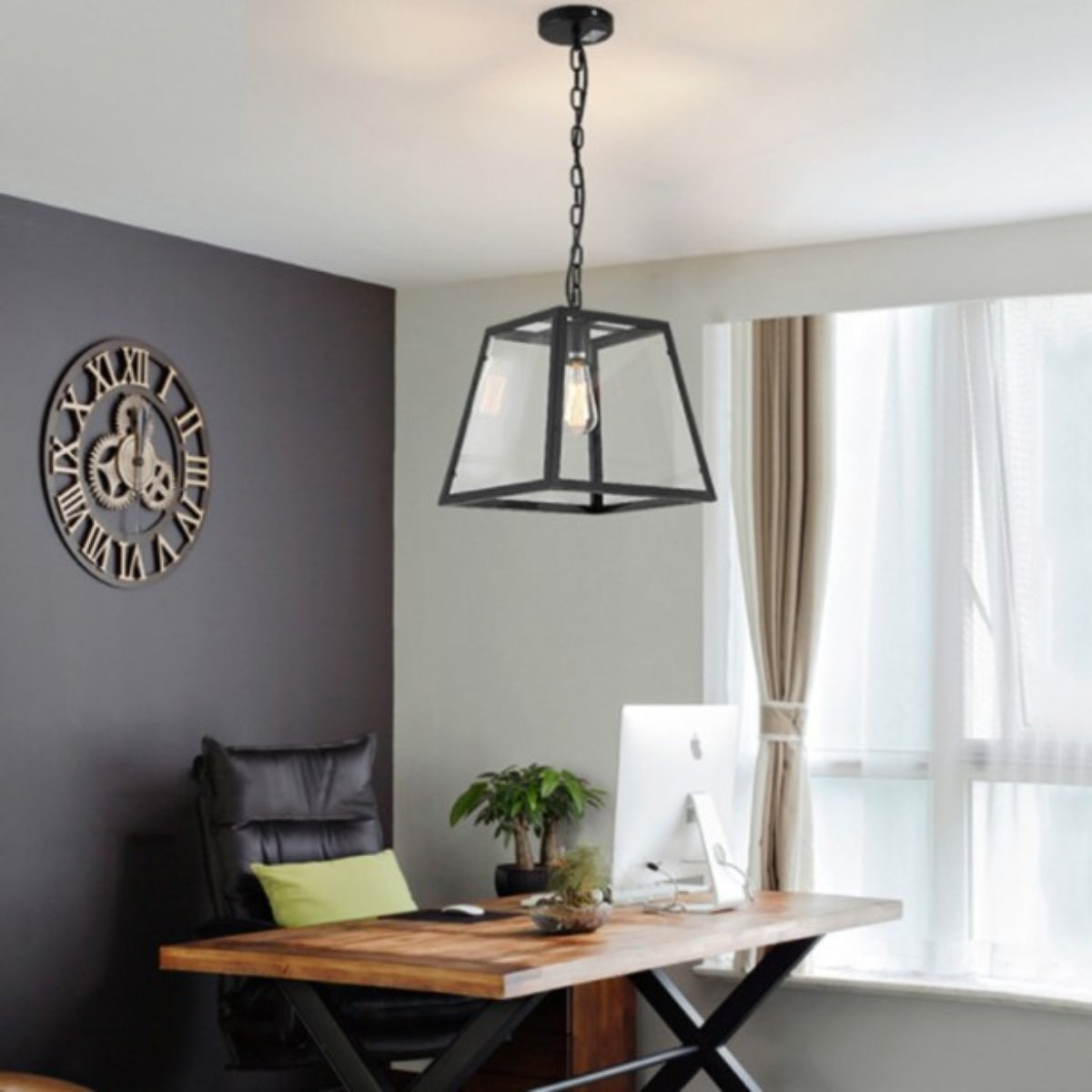 Epoch Industrial LED Modern Pendelleuchte Schwarz/Glas/Metall für Küche/Schlafzimmer/Wohnzimmer