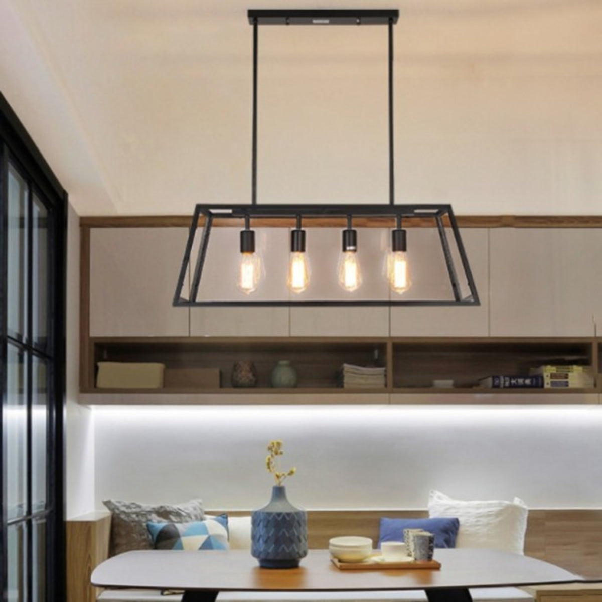 Epoch Industrial LED Modern Pendelleuchte Schwarz/Glas/Metall für Küche/Schlafzimmer/Wohnzimmer