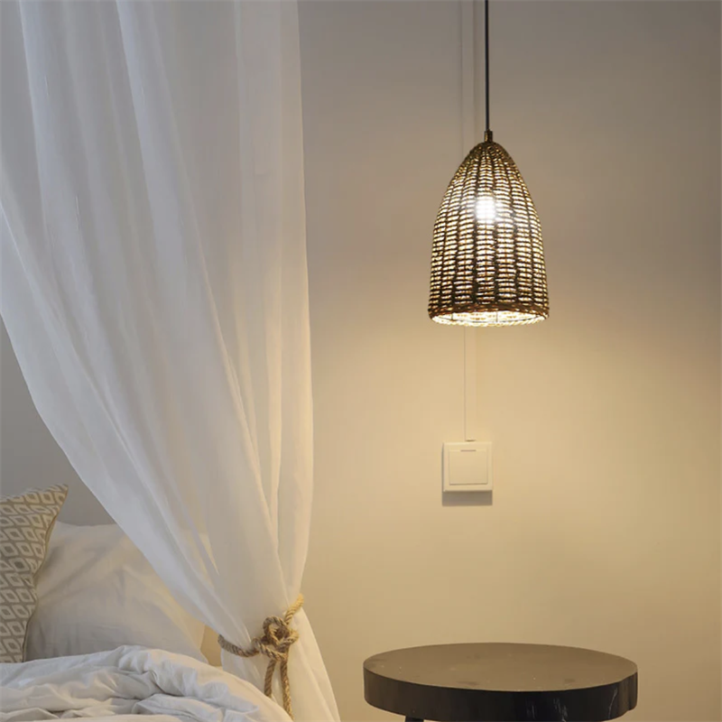 Ritta Retro LED Pendelleuchte Metall/Rattan Schlafzimmer-Letslighting