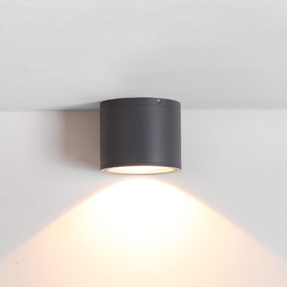 Ray Modern LED Außenleuchte Zylindrisch Schwarz Flur/Garten/Balkon Metall&Glas ∅11/15CM